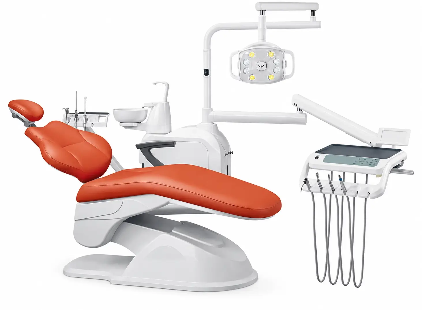 GD-S200 Plus integral dental unit with dental chair, oral light, instrument tray, and assistant-side configuration