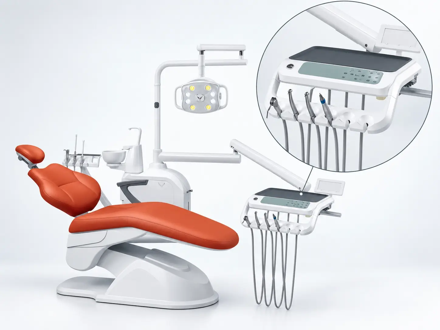 Gladent GD-S200 Plus integral dental unit with enlarged doctor control panel detail