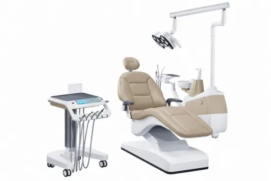 Gladent GD-S350 mobile trailer dental unit with ceramic spittoon and mobile instrument cart